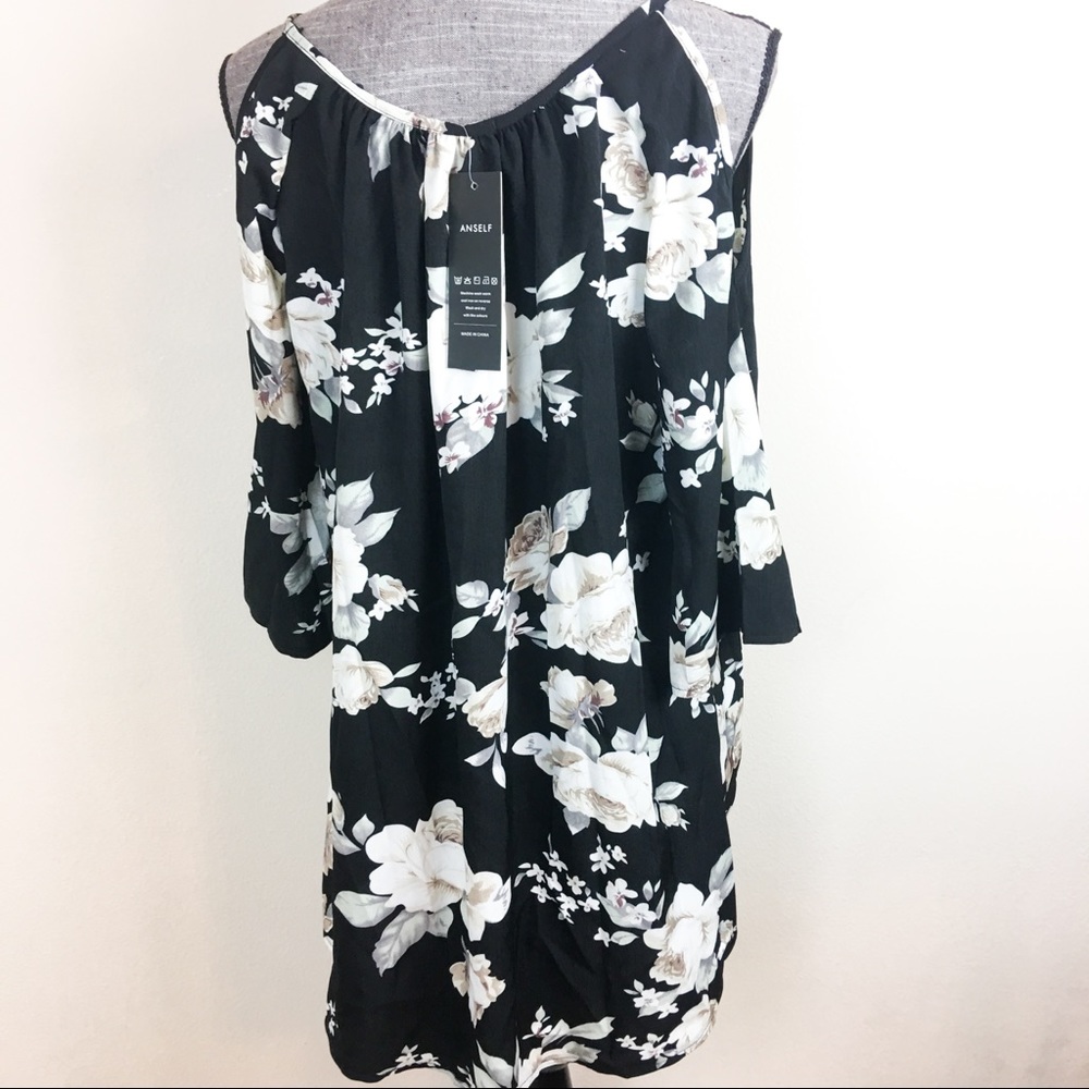 Anself Floral Shoulder Hi Low Top